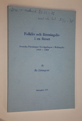 Bo Lönnqvist : Folkliv och föreningsliv i en förort : sve...