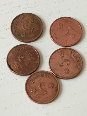 5 penniä 1928 5kpl