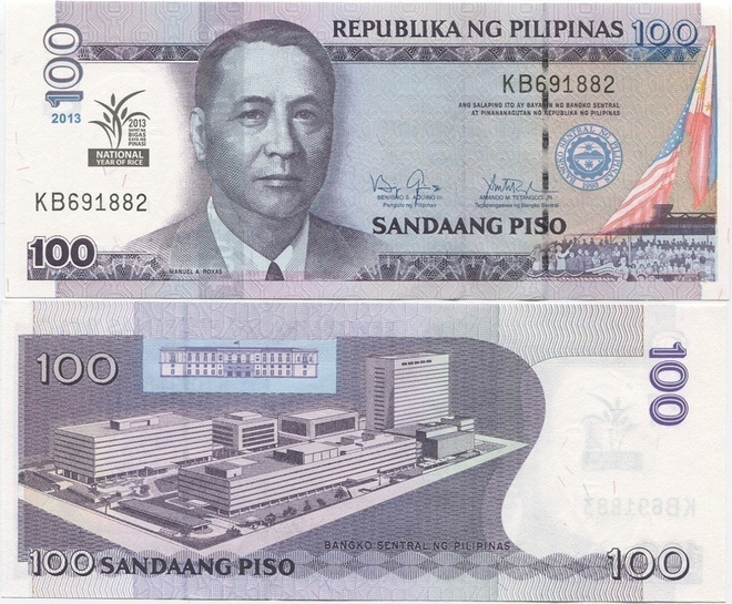 Filippiinit 100 Piso 2013 UNC National Year Of Rice comm.