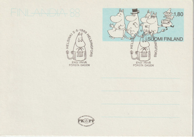1988 Finlandia88 Muumi-kortin ensipäiväleima