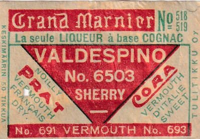 Grand Marnier. Sherry, Tulitikku Oy   s102