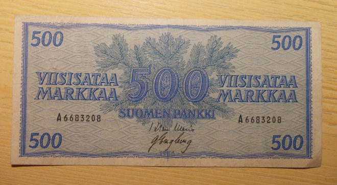 Suomen pankki 500 Markkaa 1956 A-sarjaa