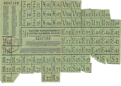 VALTION YLEISOSTOKORTTI VOIMASSA 1.10.53-30.9.54 KÄYTETTY
