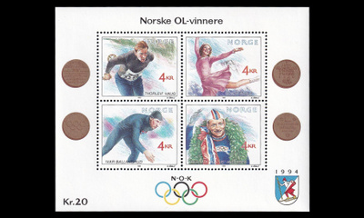 Norja 1050-3BL14 ** Talviolympialaiset blokki (1990)