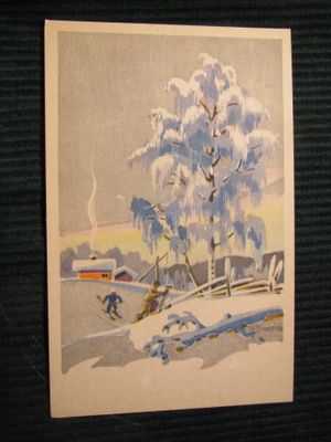 Postikortti Talvimaisema 1940-luvulta. Maasio.