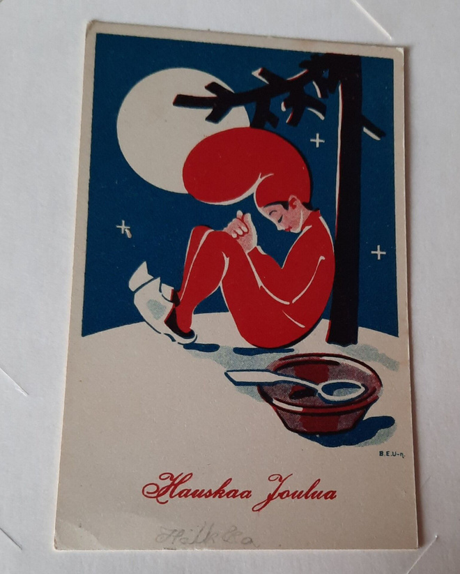 Bjarne Uttuslien n°2, 11x7cm, Tonttu nukkuu,nyrkkiposti
