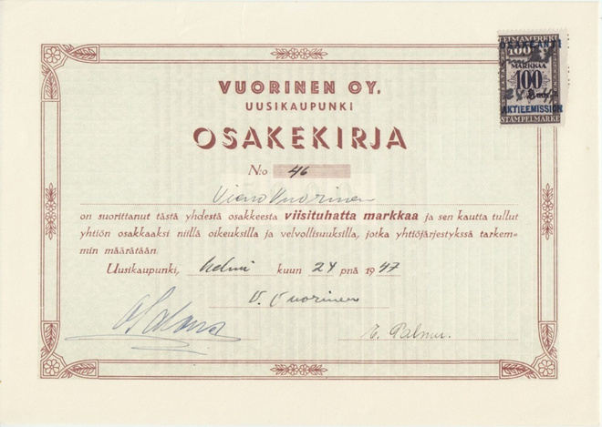 OKK 1947 Vuorinen Oy, Uusikaupunki