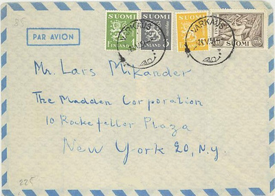 M30 1954 lentokirje USAhan