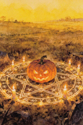 Halloween kurpitsa pentagrammin sisällä