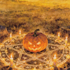 Halloween kurpitsa pentagrammin sisällä - pikkukuva 1