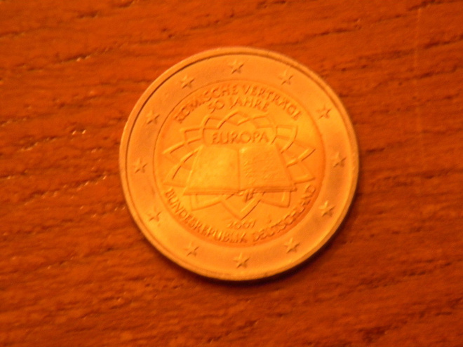 Saksa unc 2007 2 euro "J" juhlaraha "Rooman sopimukset"