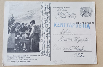 Lotta ja kahvijono, Kenttäposti lotalta lotalle 1941