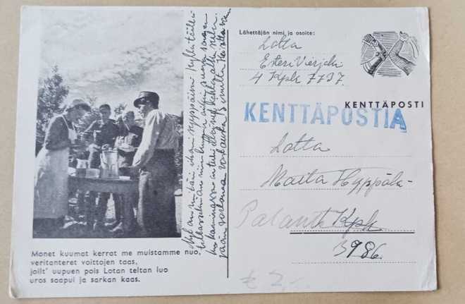 Lotta ja kahvijono,  Kenttäposti lotalta lotalle 1941