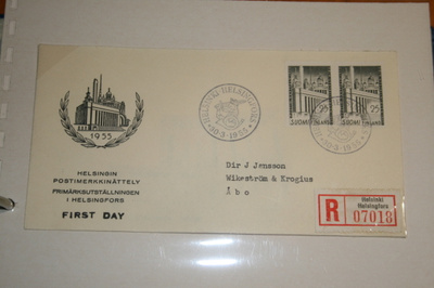 FDC kuori 30.3.1955 postimerkkinäyttely / parilo