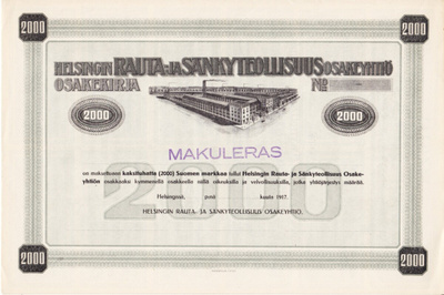 OKK 1917 Helsingin Rauta- ja Sänkyteollisuus Oy, Helsin spec
