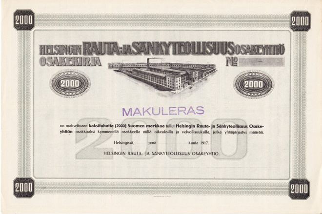 OKK 1917 Helsingin Rauta- ja Sänkyteollisuus Oy, Helsin spec
