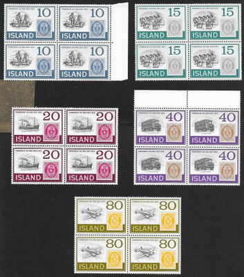 Islanti - Frimärksjubileet 1973 (Fac.510-514) ** nelilösarja