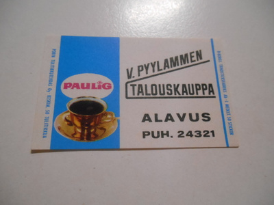 TT Etiketti Paulig V.Pyylammen Talouskauppa Alavus