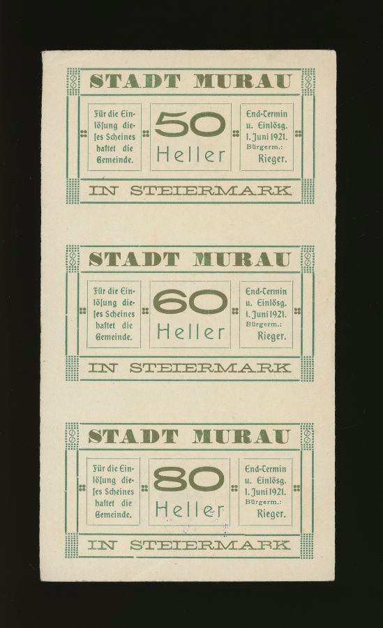Itävalta 50, 60, 80 Heller, Murau, leikkaamaton arkki