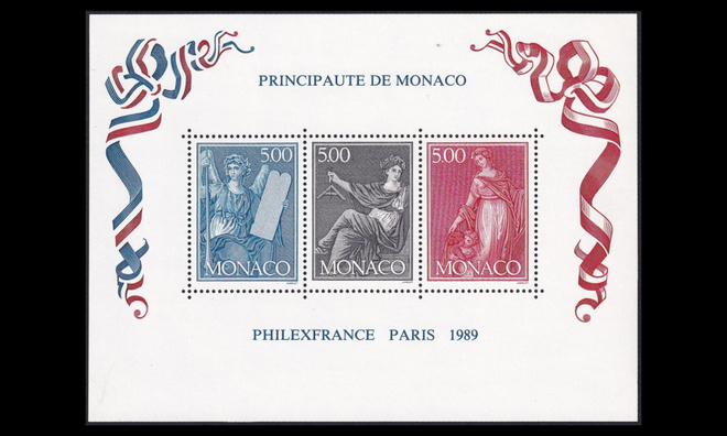 Monaco 1921-3BL45 ** Postimerkkinäyttely PHILEXFRANCE (1989