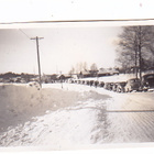 VANHA Valokuva Pitkä Letka Autoja n. 1940-50-l 6 x 9 cm. - pikkukuva 1