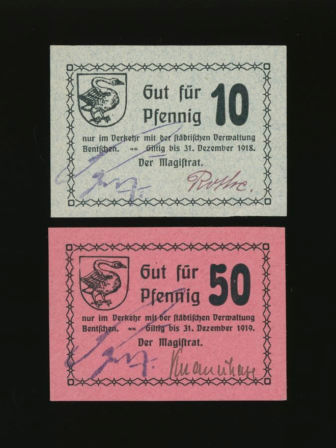 Saksa Notgeld 10, 50 Pfennig, Bentschen 1918-19