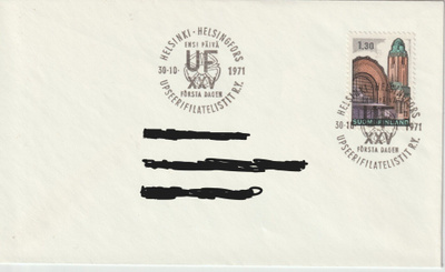 1971 1,30Mk Helsingin rautatieasema yleismerkin FDC-kirje