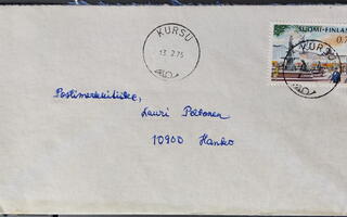 Kirje postista KURSU (Salla) 1975 Hankoon