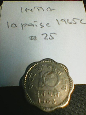 Intia 10 paise 1965C, km#25