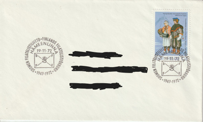 1972 0,50mk Kansanpuvut-merkin FDC-kirje