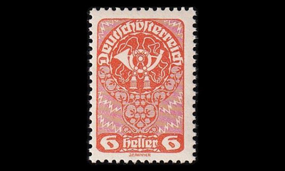 Itävalta 258x ** Käyttösarja 6 H postitorvi (1919)