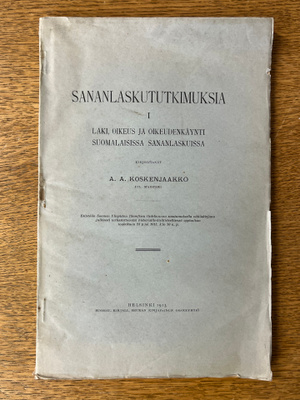 Koskenjaakko - Sananlaskututkimuksia I