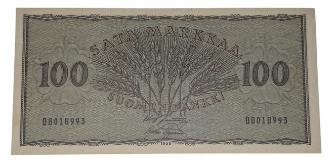 100 Markkaa 1955 O8018993 kl 7
