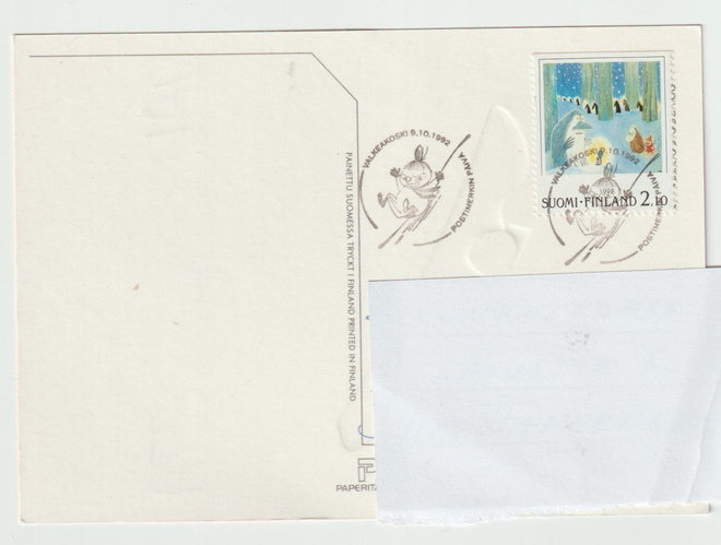 Postileima : VALKEKOSKI 9.10.1992 FDC  (R)