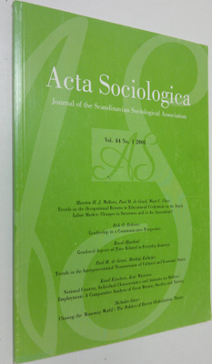 Acta Sosiologica - vol. 44 no. 1/2001 : journal of the Sc...