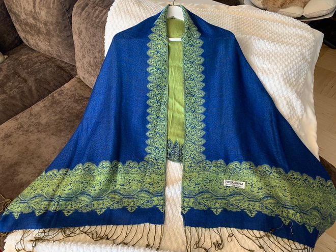 Sininen / vihreä pashmina hartiahuivi