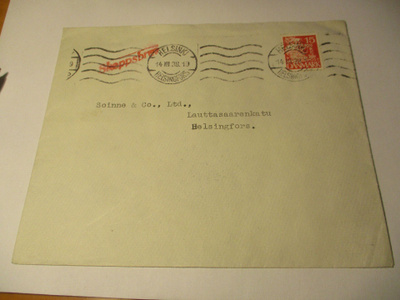 1938 Helsinki ja Skeppsbrev Tanskasta tulleella kuorella