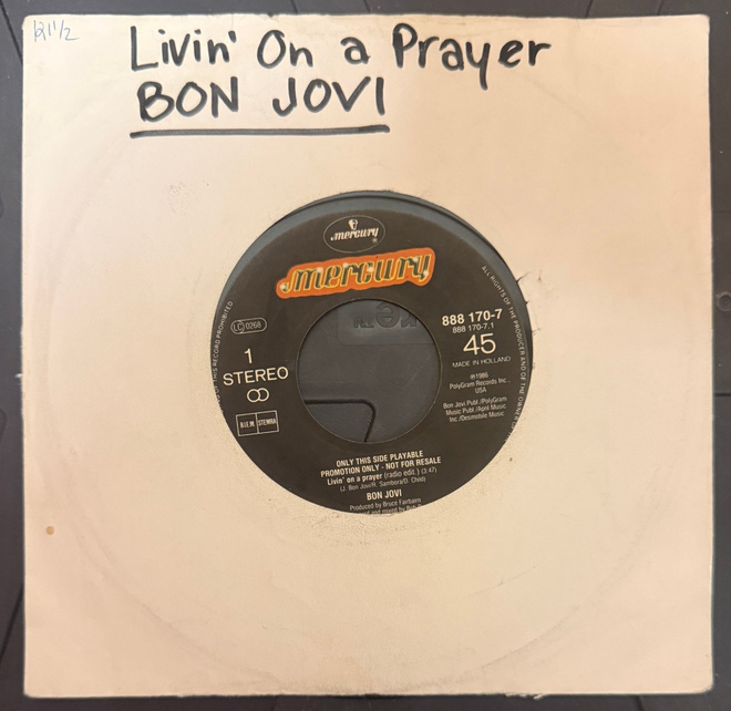 BON JOVI: Livin' On A Prayer (7" SINGLE) EARLY PROMO