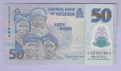 Nigeria 50 Naira v.2025 UNC P-40 (Polymer)