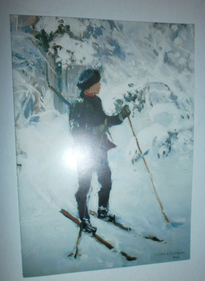 Vilho Sjöström: Hiihtäjä (1928), taittokortti, ei p.