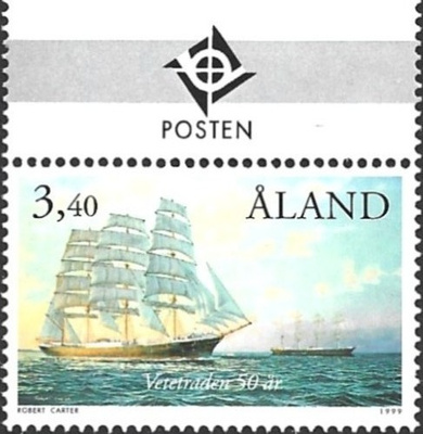 Åland 1999 Vehnäreitti 3,40 mk välilöpari logo ** LaPe 155