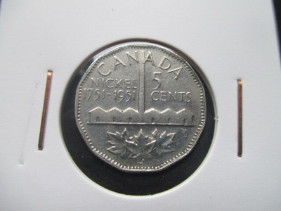 Kanada 5  cents 1951 - 200 vuotta nikkelin tuotantoa