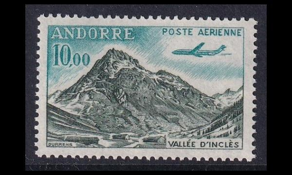 Andorra Fr 185 ** Lentoposti 10.00 Fr (1964)