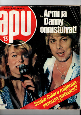 Apu n:o 13 1981 Armi & Danny. Paperinukke Miss Suomi. Jouko.