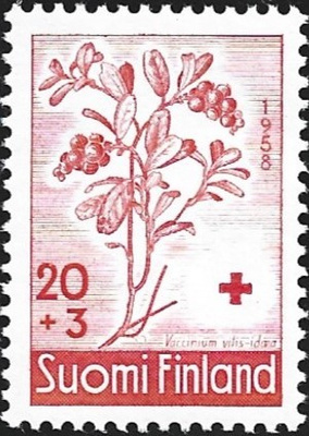 1958 Punainen Risti Puolukka  20 + 3 mk **  LaPe 500