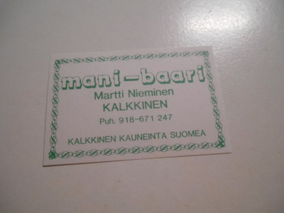 TT Etiketti mani-baari Kalkkinen