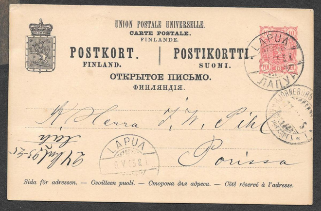 Postilähetys - Ehiö 10p (LAPE 20 II) Lapua 9.5.1895