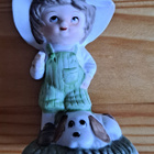 Poika ja koira, keramiikka figuuri vintage - pikkukuva 1