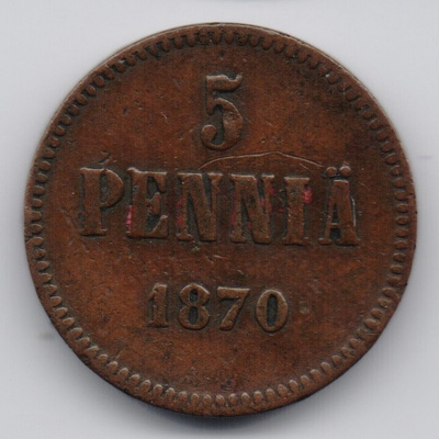 1870 5 penniä kl4