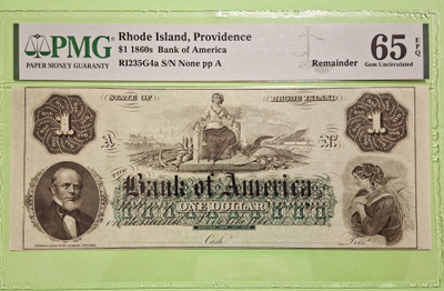 USA 1 $ 1860s Rhode Island, Providence, PMG 65 UNC EPQ